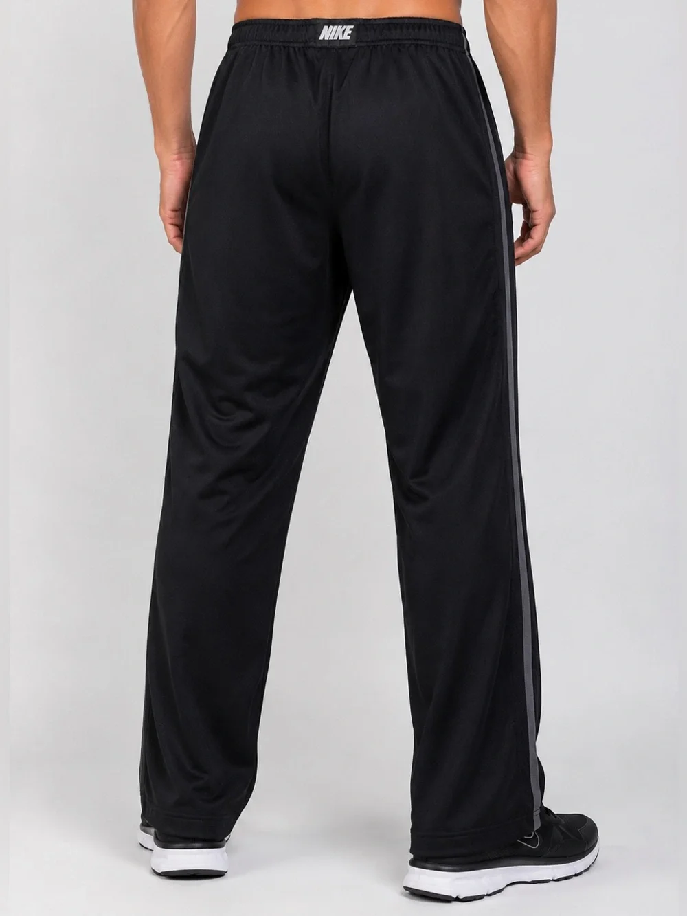 Nike Dri-FIT Open Hem Track Pants Gray Stripe Black Men’s Large Athletic Retro